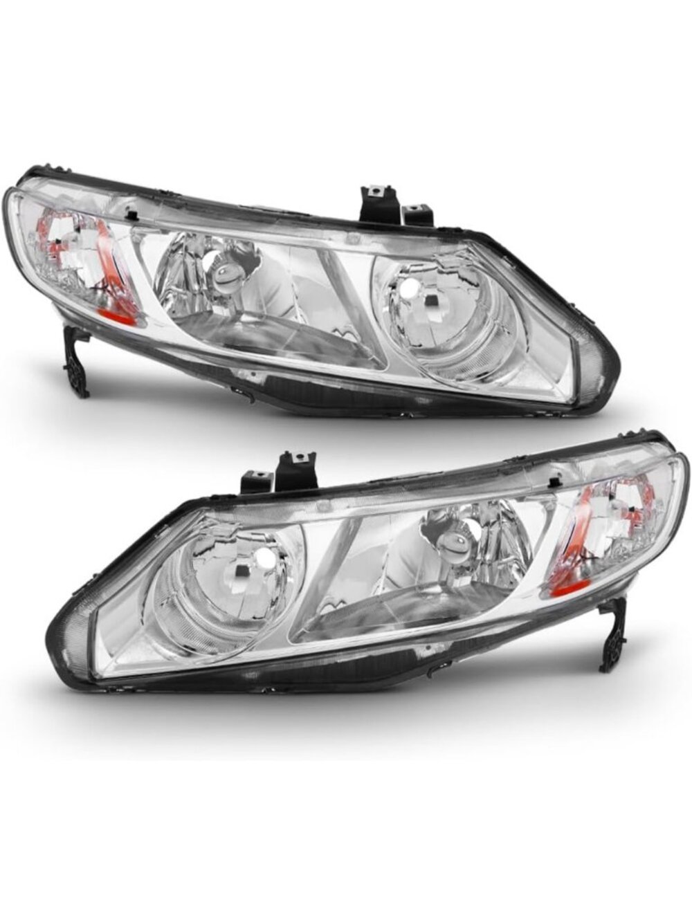 2006-2011 Honda Civic 4-Door Sedan Chrome Headlight Assembly Pair Replacement